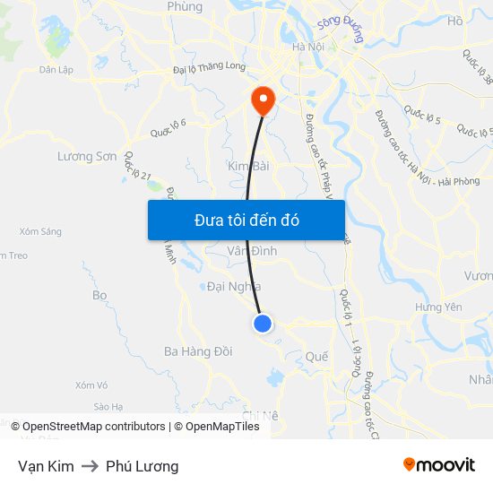 Vạn Kim to Phú Lương map