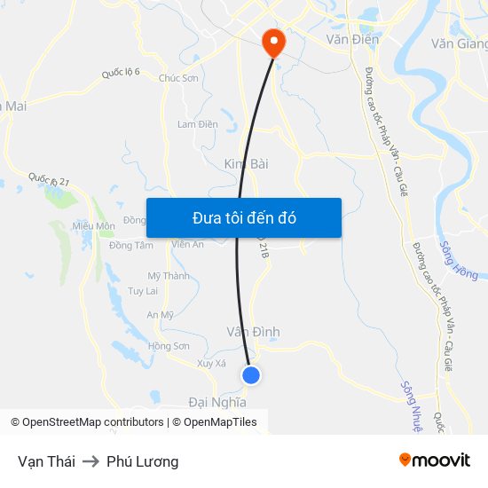 Vạn Thái to Phú Lương map