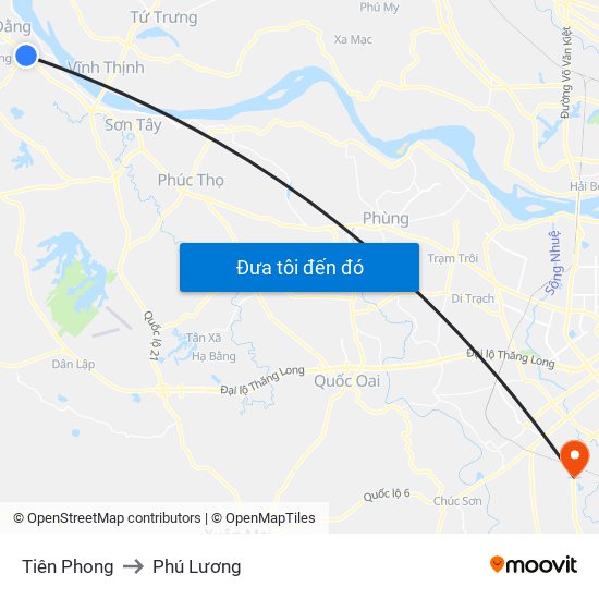 Tiên Phong to Phú Lương map