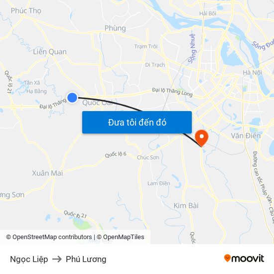 Ngọc Liệp to Phú Lương map