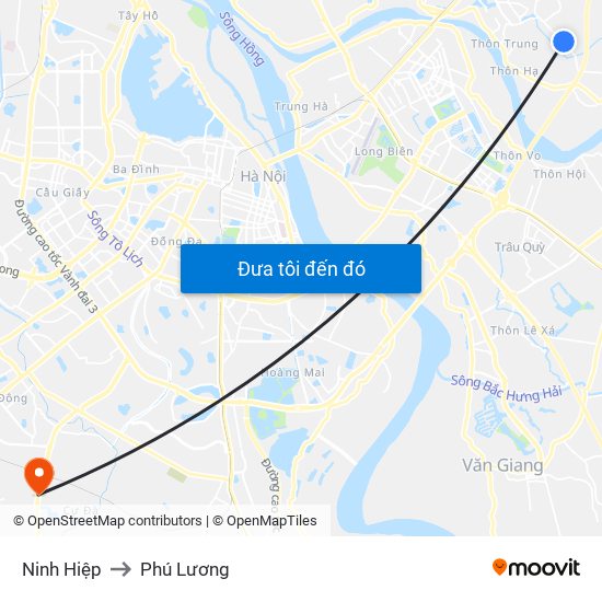 Ninh Hiệp to Phú Lương map