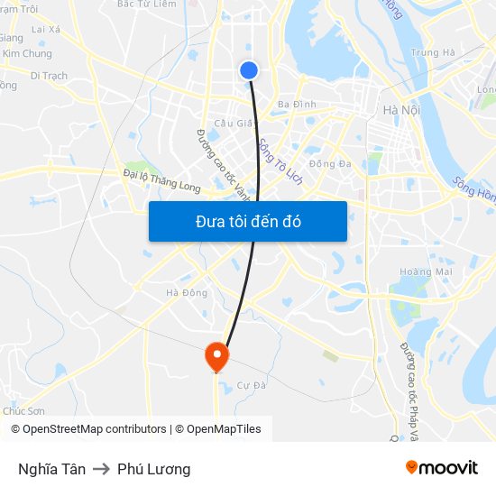 Nghĩa Tân to Phú Lương map