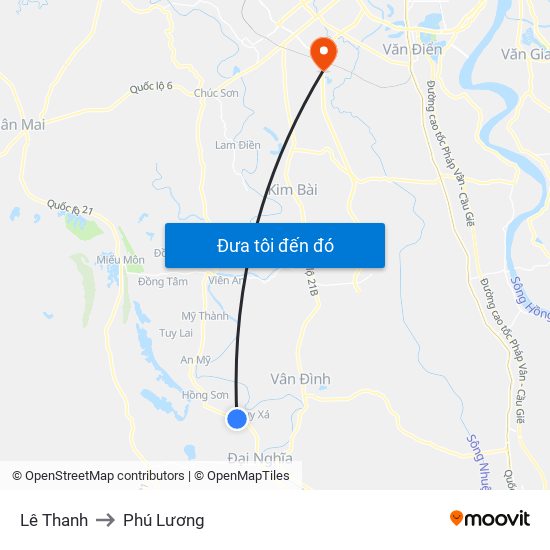 Lê Thanh to Phú Lương map