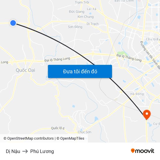 Dị Nậu to Phú Lương map