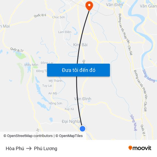 Hòa Phú to Phú Lương map