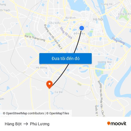 Hàng Bột to Phú Lương map