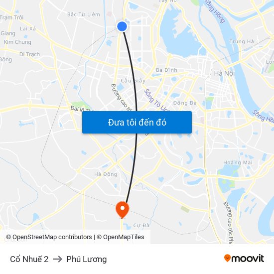 Cổ Nhuế 2 to Phú Lương map