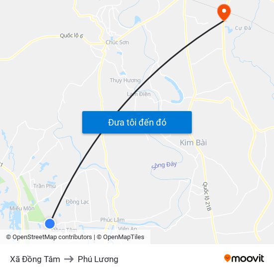 Xã Đồng Tâm to Phú Lương map