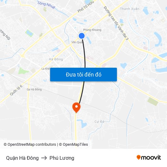 Quận Hà Đông to Phú Lương map