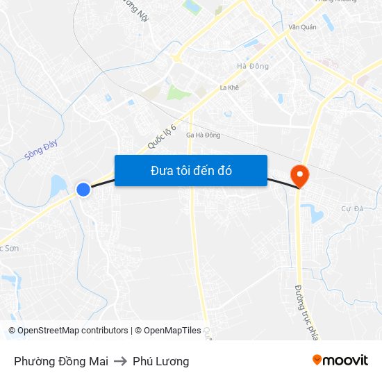 Phường Đồng Mai to Phú Lương map