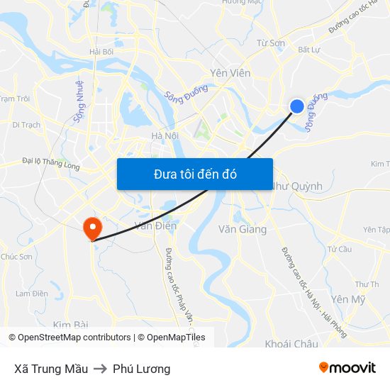 Xã Trung Mầu to Phú Lương map