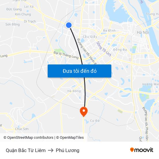 Quận Bắc Từ Liêm to Phú Lương map