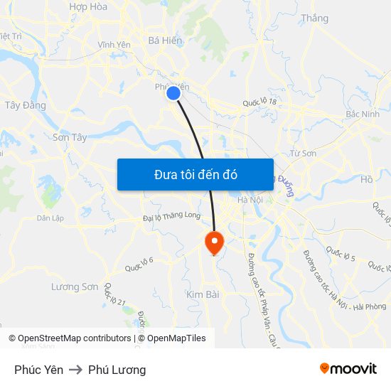 Phúc Yên to Phú Lương map