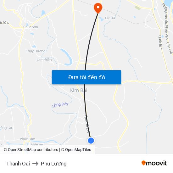 Thanh Oai to Phú Lương map