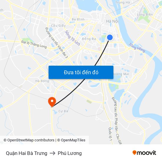 Quận Hai Bà Trưng to Phú Lương map
