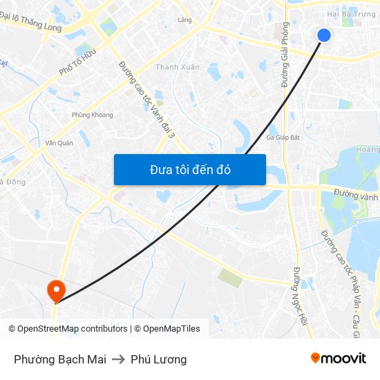 Phường Bạch Mai to Phú Lương map