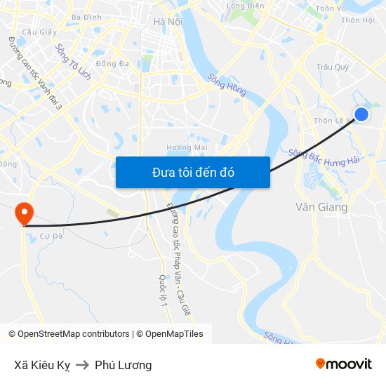 Xã Kiêu Kỵ to Phú Lương map