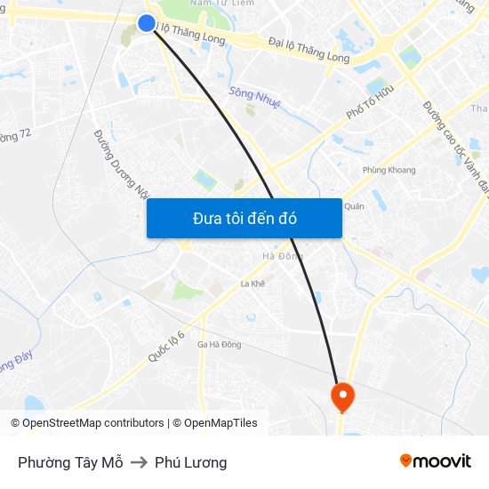 Phường Tây Mỗ to Phú Lương map
