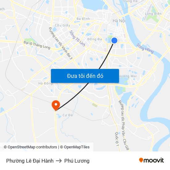 Phường Lê Đại Hành to Phú Lương map