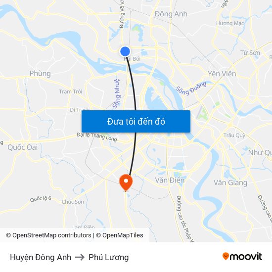 Huyện Đông Anh to Phú Lương map
