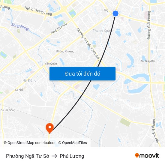 Phường Ngã Tư Sở to Phú Lương map