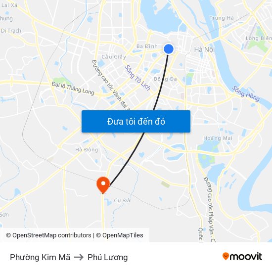 Phường Kim Mã to Phú Lương map