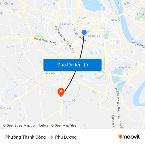 Phường Thành Công to Phú Lương map