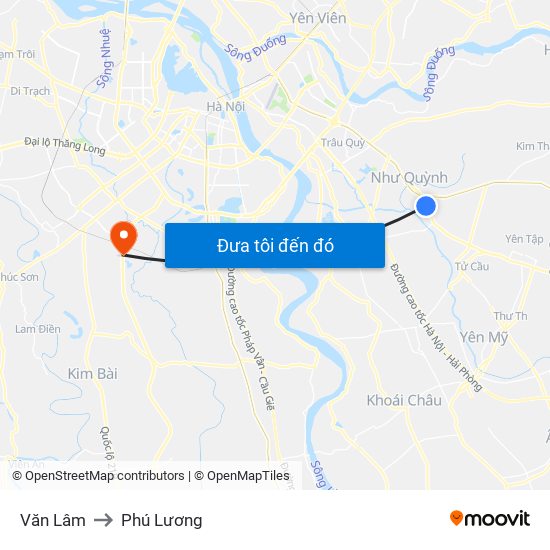 Văn Lâm to Phú Lương map