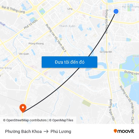 Phường Bách Khoa to Phú Lương map
