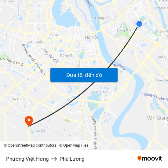 Phường Việt Hưng to Phú Lương map