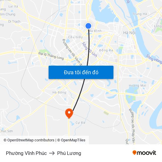 Phường Vĩnh Phúc to Phú Lương map