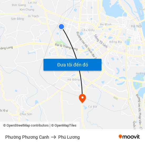 Phường Phương Canh to Phú Lương map