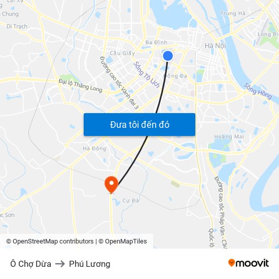 Ô Chợ Dừa to Phú Lương map