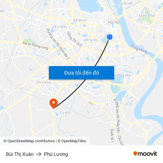 Bùi Thị Xuân to Phú Lương map