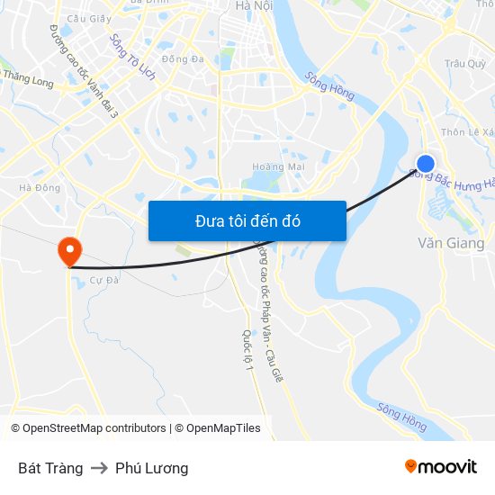 Bát Tràng to Phú Lương map
