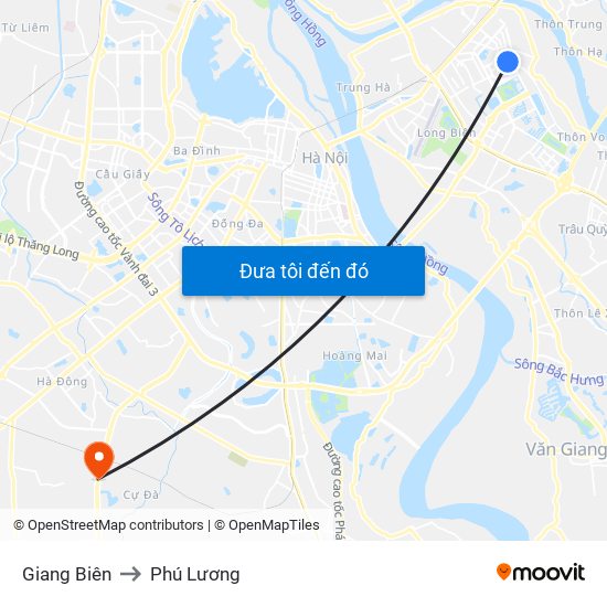 Giang Biên to Phú Lương map