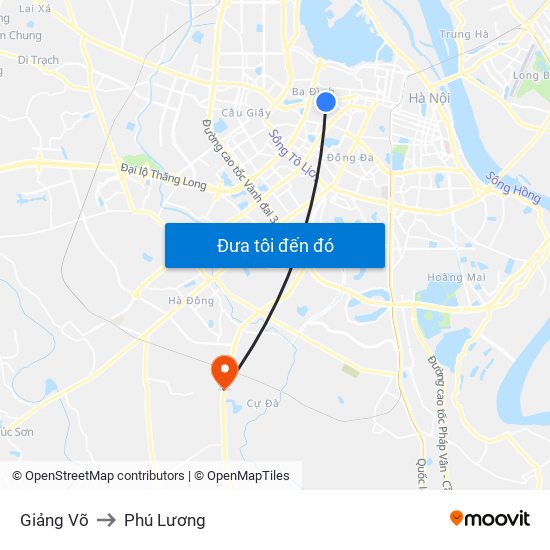 Giảng Võ to Phú Lương map