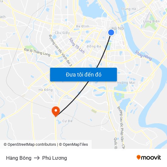 Hàng Bông to Phú Lương map