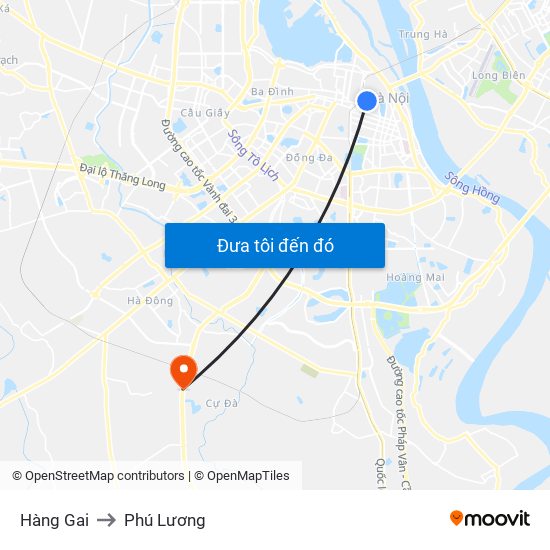 Hàng Gai to Phú Lương map