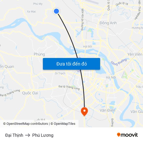 Đại Thịnh to Phú Lương map