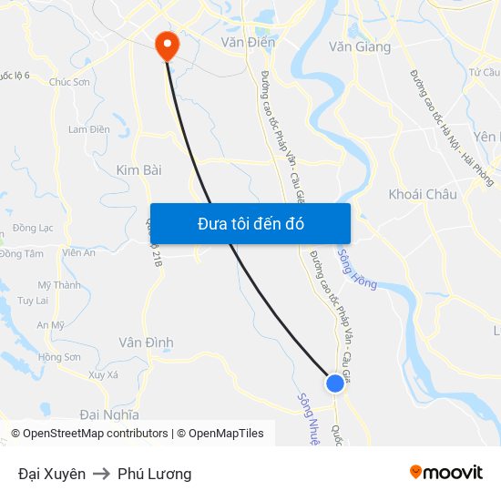 Đại Xuyên to Phú Lương map