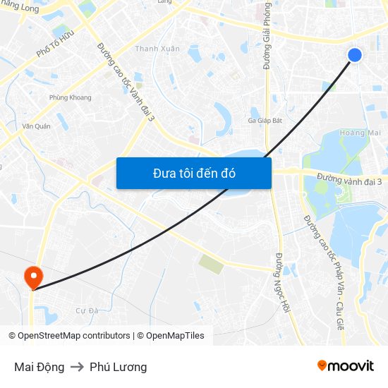 Mai Động to Phú Lương map