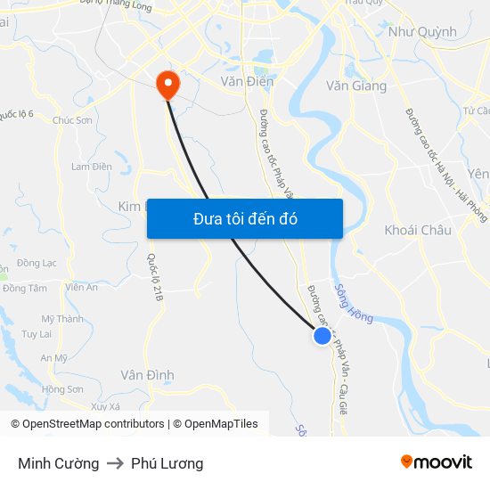 Minh Cường to Phú Lương map