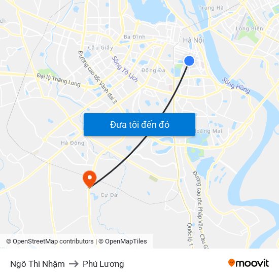Ngô Thì Nhậm to Phú Lương map