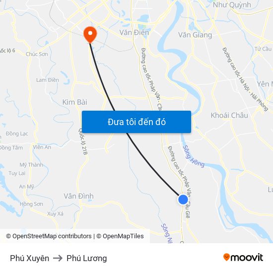 Phú Xuyên to Phú Lương map