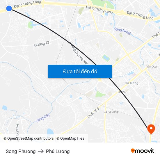 Song Phương to Phú Lương map