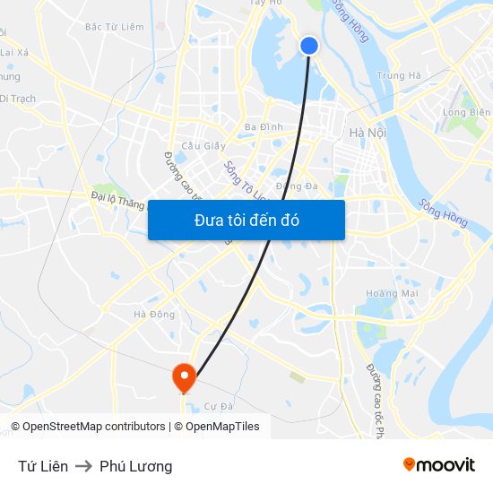 Tứ Liên to Phú Lương map