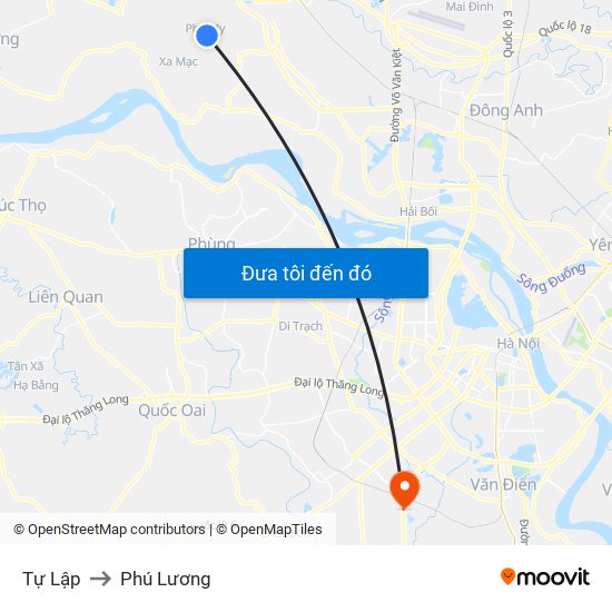 Tự Lập to Phú Lương map