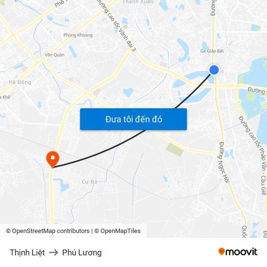 Thịnh Liệt to Phú Lương map