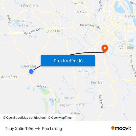 Thủy Xuân Tiên to Phú Lương map